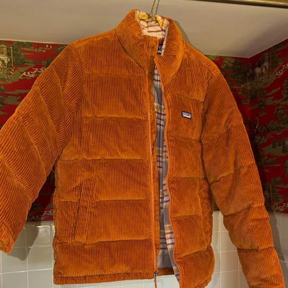Patagonia Jackets & Blazers - Patagonia Orange Corduroy Quilted Puffer Jacket - Women’s